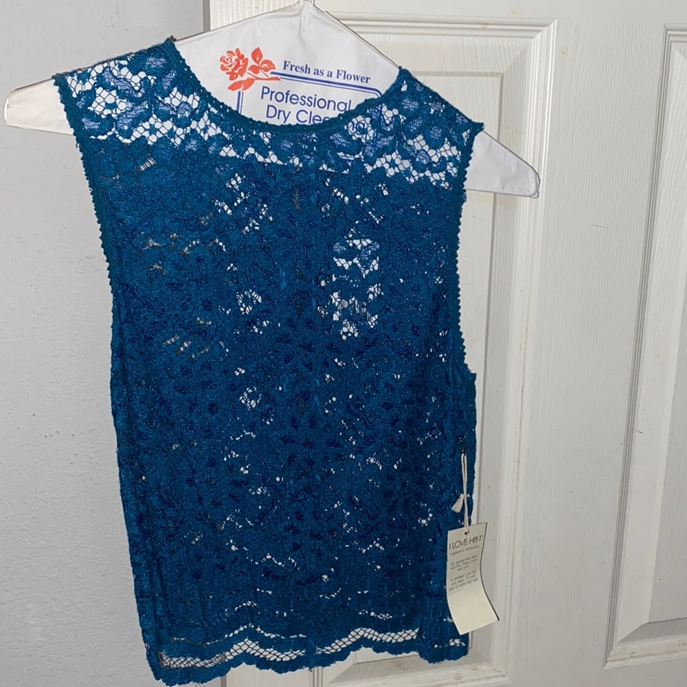Blue Lace Tank Top